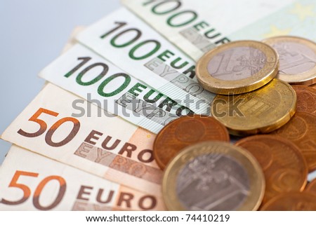 Macro photography of euro money.