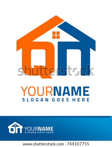 Initial Q & N real estate logo template vector