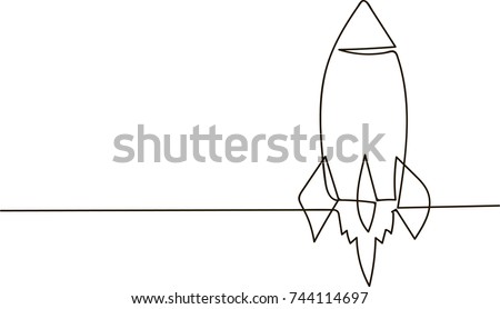 Continuous line drawing. Start up rocket icon. Vector illustration.