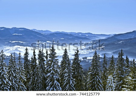 Beautiful winter landscape of mountains which including of copy-space for text.