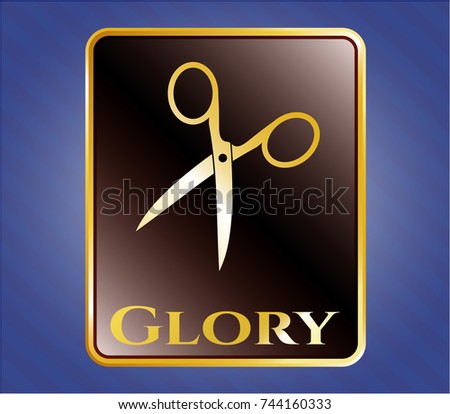  Shiny badge with scissors icon and Glory text inside