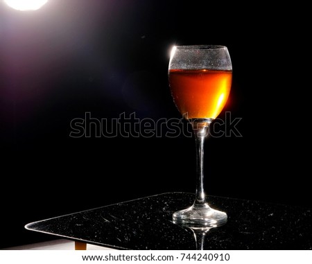 wine in a glass on a black background