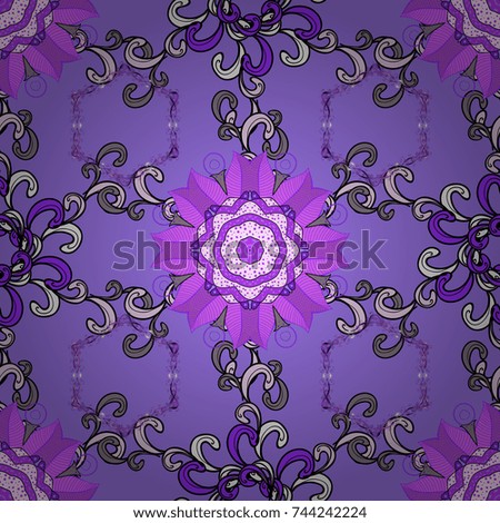 Vector flat flowers seamless pattern. Design gift wrapping paper, greeting cards, posters and banner design. Flowers on violet, neutral and black colors.