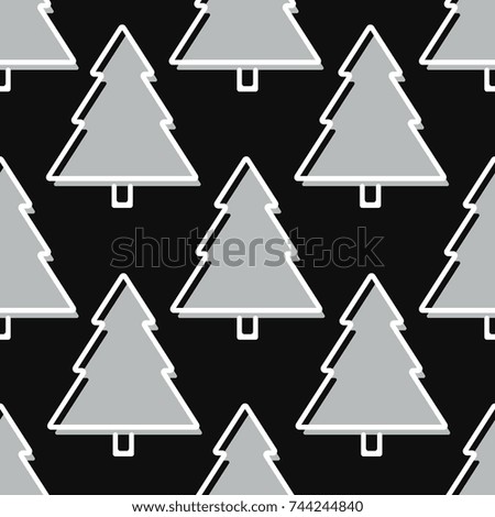 christmas tree seamless vector pattern in trendy grey colour. pine tree