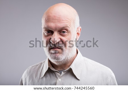 that's not good at all says this old bald man disgusted and disappointed Royalty-Free Stock Photo #744245560