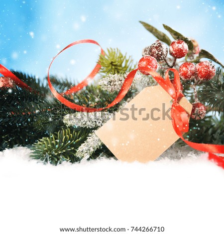 Christmas background with branch and ornaments