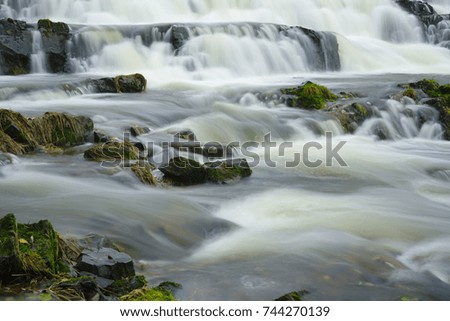 River flowing over boulders. Long exposure.