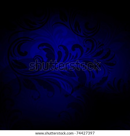 vector background with seamless floral pattern in blue  eps10, gradient mesh, clipping mask