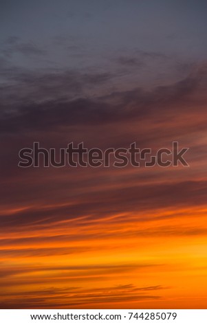 evening sky after sunset. cold and warm gradient in the setting sun. the color of clouds in the sky after sunset . illuminated clouds after sunset 
