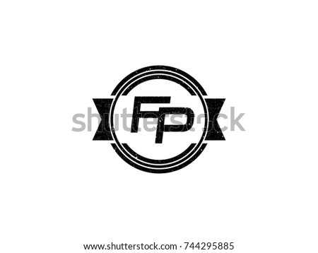Badge initial letter FP logo vintage black