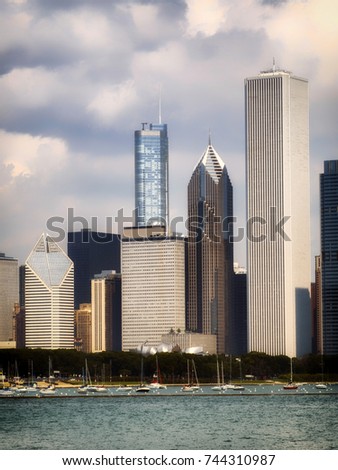 Chicago Skyline Buildings - Soft Warm Artistic Effect - Chicago, Illinois, USA