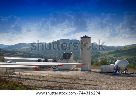 building site of a wind turbine Royalty-Free Stock Photo #744316294