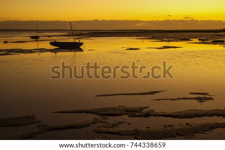 Sunset at Leigh On Sea beach, Essex, England