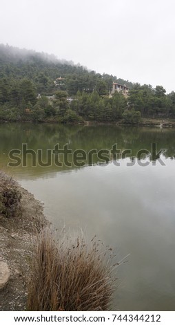Photo of famous Lake Beletsi at Autumn, Ipokrateios politeia, Parnitha, Attica, Greece                               