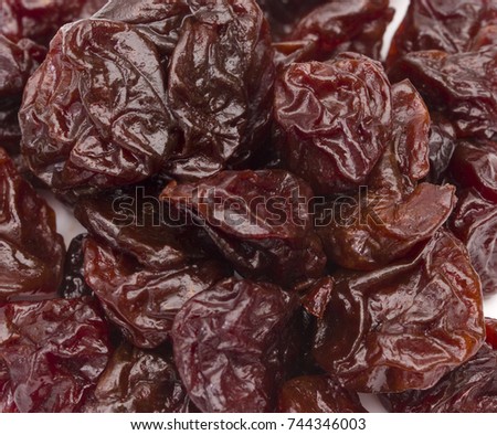 Dried Cherries on a White Background