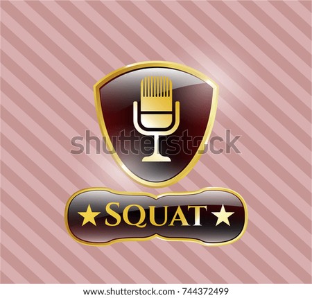 Gold badge with microphone icon and Squat text inside