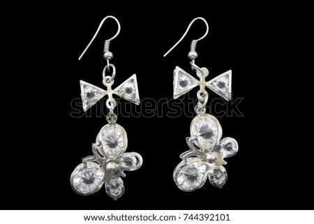  Diamond Earrings Butterfly isolated on Black background
