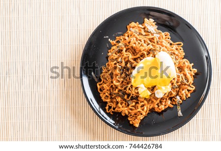 korean spicy instant noodles on the table