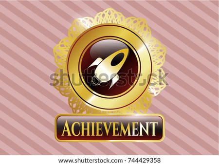  Shiny emblem with rocket icon and Achievement text inside