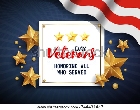 Veterans day greeting illustration. Honoring all who served. November 11. Vector 