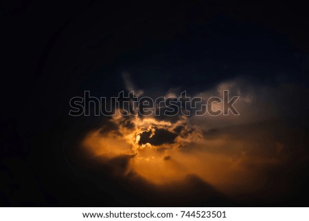 Abstract sun beam line light shining through the clouds, Sunbeam through the clouds haze on Beautiful sky