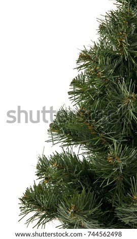 artificial fur-tree isolated on white background close-up