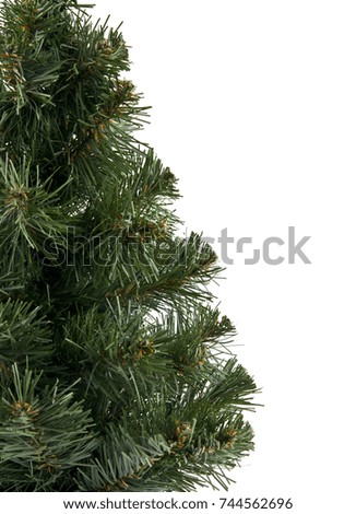 artificial fur-tree isolated on white background close-up