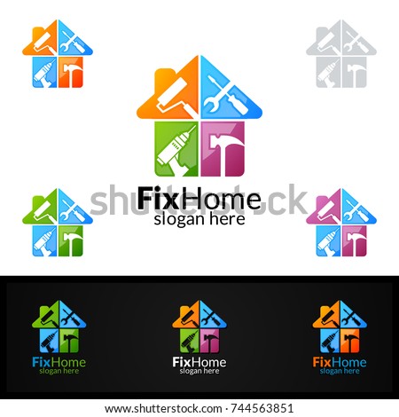 Real estate Logo, Fix Home Vector Logo Design suitable for architecture, handyman,bricolage,Diy,and for another application company Royalty-Free Stock Photo #744563851
