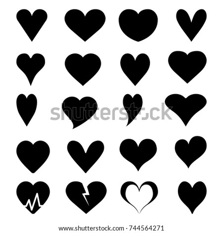 Hearts icons collection isolated on white background, vector illustration