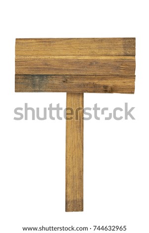 Wooden sign isolated on white. Wood old planks sign