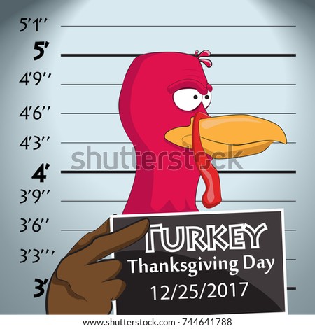 Turkey Bird. Cartoon drawing. Wanted concept. Vector Illustration EPS10.