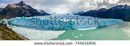 Panorama picture of Perito Moreno Glacier in Los Glaciares National Park in El Calafate, Argentina, South America