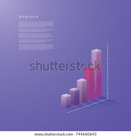 Modern 3d column, bar graph vector element in isometric style with soft color gradients. Data visualization concept for analysis, report, presentation, infographics. Eps10 vector illustration.