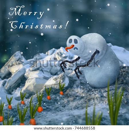 Merry Christmas with a gothic snowman