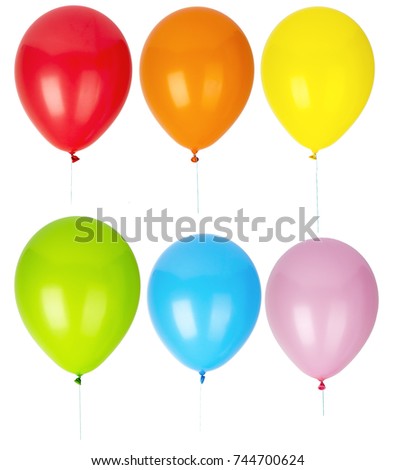 Multicolored Helium Balloons. Isolated on white background