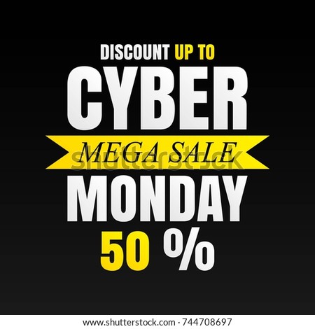 Cyber Monday banner on black background
