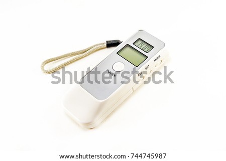 Digital alcohol breath tester isolated on white background