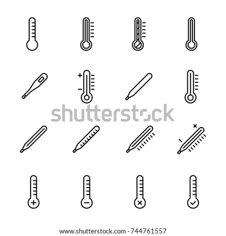 Simple set of thermometer related outline icons. Elements for mobile concept and web apps. Thin line vector icons for website design and development, app development. Premium pack. Royalty-Free Stock Photo #744761557