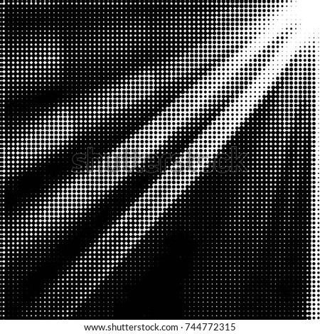 Abstract grunge grid polka dot halftone background pattern. Spotted black and white vector line illustration