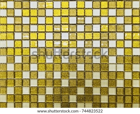Grid pattern texture of golden color mosaic for background