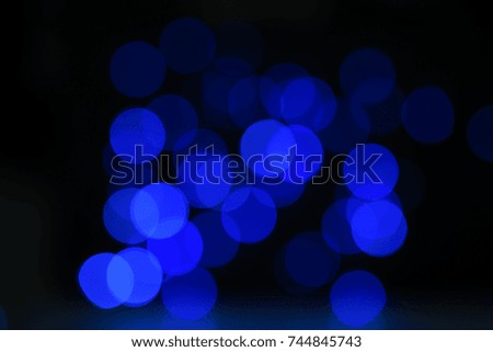 Abstract blue blurred boken Background,Colorful blue light Christmas background.