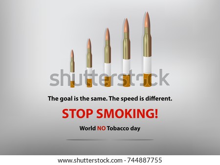 No smoking design. Stop smoking poster with bullets and cigarettes  . Vector illustration 