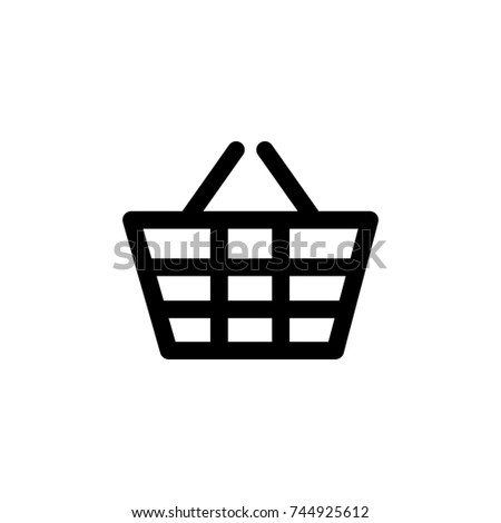Shopping basket icon, simple flat design for app, ui, ux, web, button, interface glyph pictogram elements, graphic vector isolated on white background