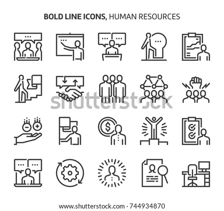 Human resources, bold line icons. The illustrations are a vector, editable stroke, 48x48 pixel perfect files.  Royalty-Free Stock Photo #744934870