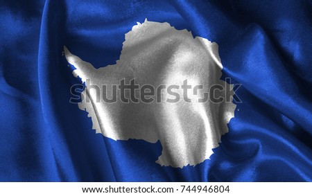 Realistic flag of Antarctic on the wavy surface of fabric. This flag can be used in design.