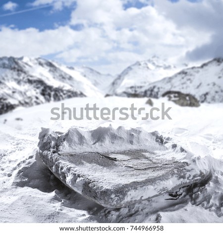 winter snow background and landscape of mountains 