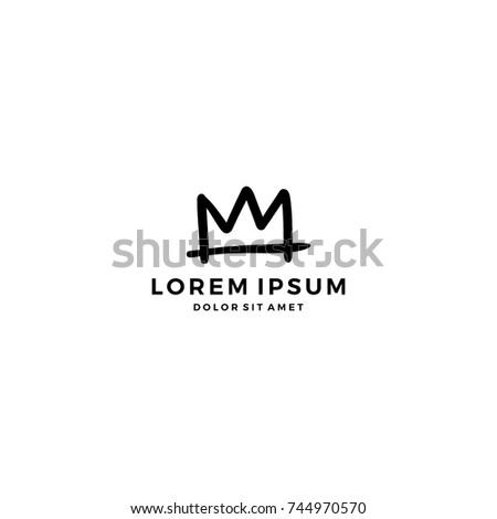 king crown hand drawn stroke logo vector icon template illustration 