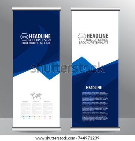 Roll up business brochure flyer banner design vertical template vector, cover presentation ,infographics,abstract geometric background, modern publication x-banner and flag-banner,carpet design. Royalty-Free Stock Photo #744971239