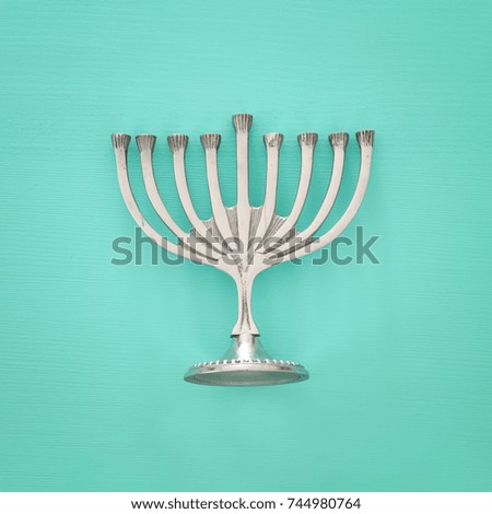 jewish holiday Hanukkah image background with traditional menorah (traditional candelabra).