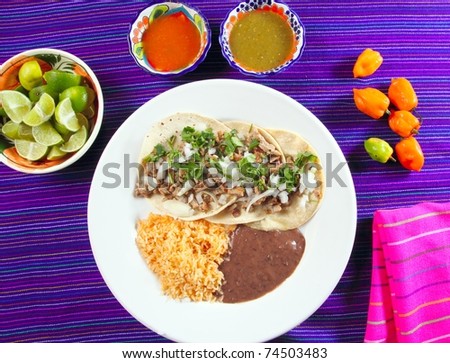 tacos de puerco pork taco with chili sauces habanero and lemon